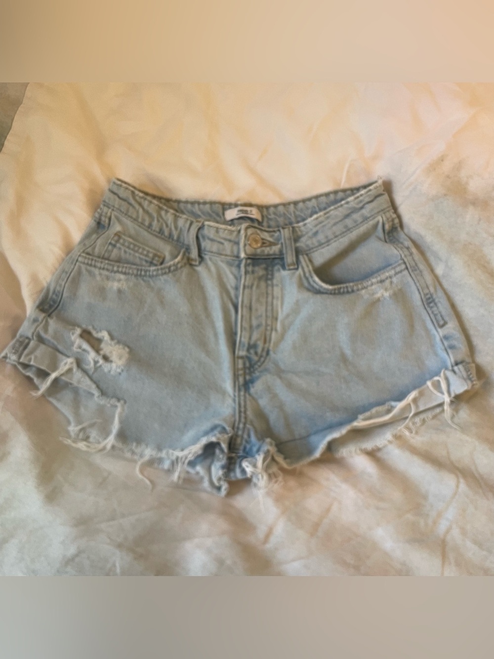 Forever 21 Light Blue Distressed Denim Shorts